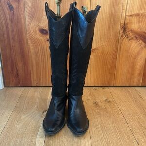 Johanna Ortiz Stunning Embroidered Black  Cowboy Boots 39 butter soft,worn twice